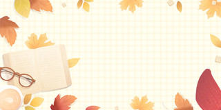 米色唯美秋天枫叶信纸展板背景